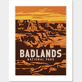 Badlands National Park Retro Travel Souvenir Poster Posters and Art